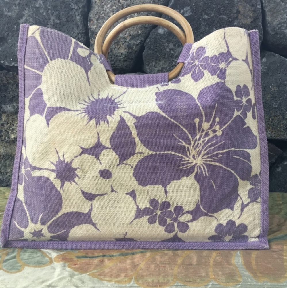 💜HAWAIIAN BAMBOO/BURLAP TOTE💜